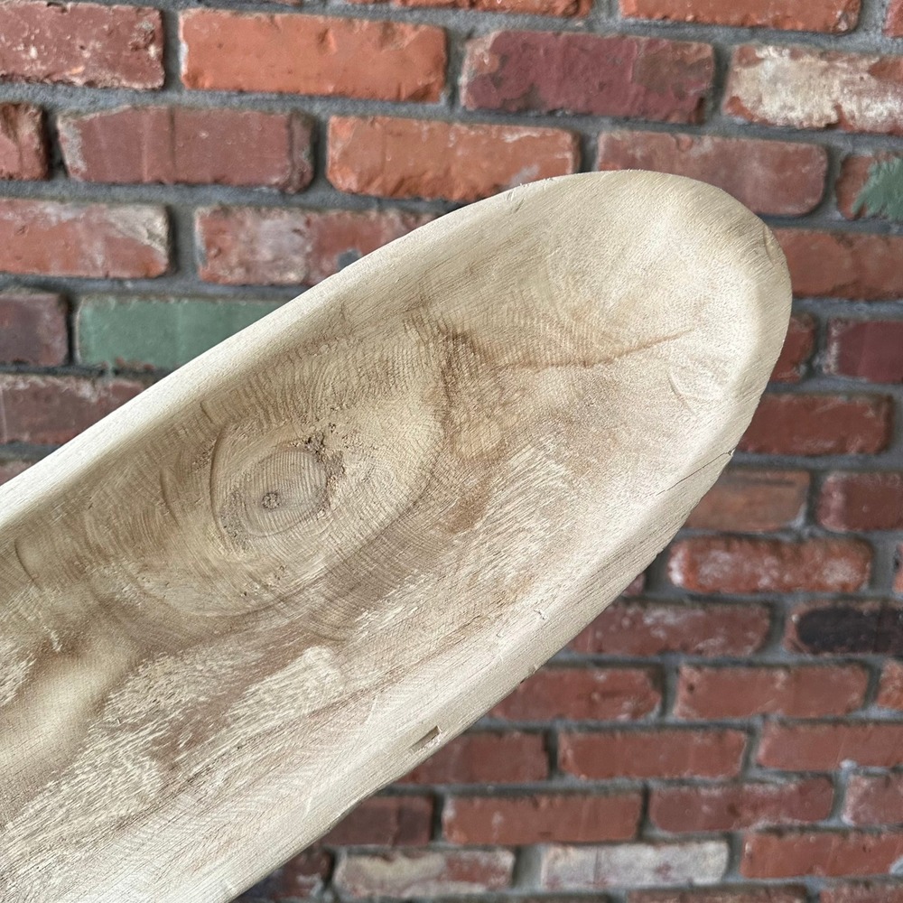 Large Hand Carved Wood Dough Bowl 32" Long Rustic Trencher Centerpiece - Picture 10 of 12